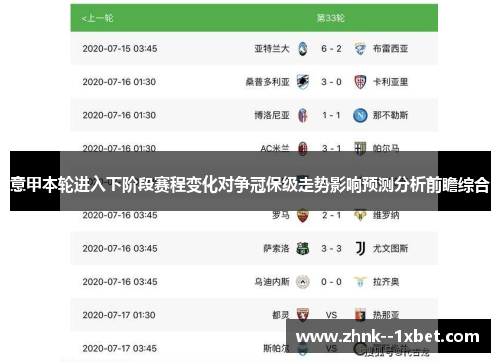意甲本轮进入下阶段赛程变化对争冠保级走势影响预测分析前瞻综合 意甲本轮进入下阶段赛程变化对争冠保级走势影响预测分析前瞻综合